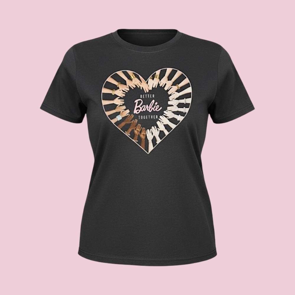 🚺 XS US — Barbie "Better Barbie Together" Graphic T-Shirt [DARK GREY]